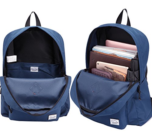 VASCHY Mochilas Escolares,Mochila Hombre Mujer Livianas Casual Resistente Al Agua Mochila Vintage 20 Litros para Universidad Azul Oscuro