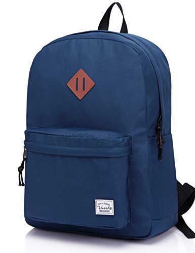VASCHY Mochilas Escolares,Mochila Hombre Mujer Livianas Casual Resistente Al Agua Mochila Vintage 20 Litros para Universidad Azul Oscuro