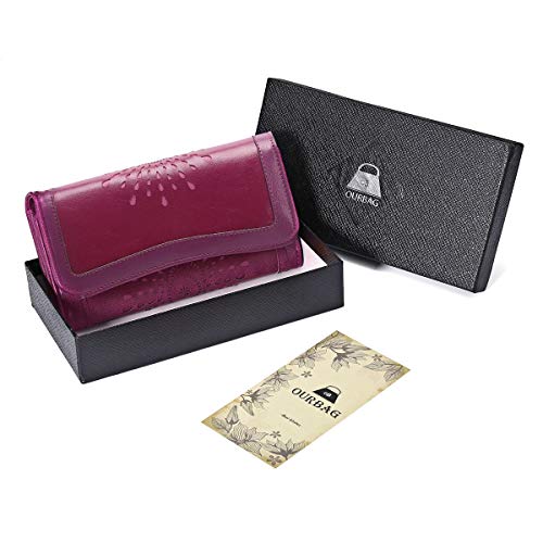 Vendimia Cartera de Cuero para Mujer, OB OURBAG Monederos Largo de Mujer Billetera Grandes Cartera del Embrague Titular de la Tarjeta de Crédito Regalo Mujer