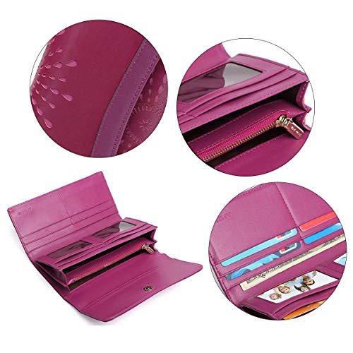 Vendimia Cartera de Cuero para Mujer, OB OURBAG Monederos Largo de Mujer Billetera Grandes Cartera del Embrague Titular de la Tarjeta de Crédito Regalo Mujer