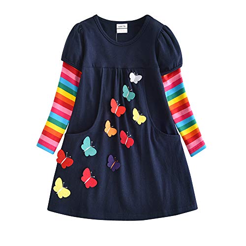 VIKITA Vestidos T-Shirt Manga Larga Algodón Casual Niñas lh5805 2T