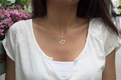 WANDA PLATA Collar Unicornio para Niña, chica Joven, Mujer, plata de ley 925, Gargantilla Colgante Caballo. Largo de la Cadena 38 Centímetros.Con Caja de Regalo