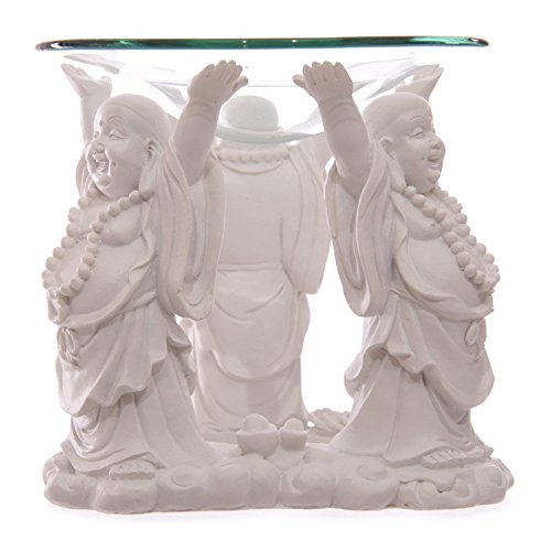 White Laughing Buddha Oil Burner 11cm