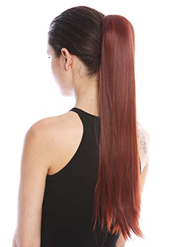 WIG ME UP- YZF-1094S-35 Extensión de pelo coleta peineta y banda pelo 63 cm de largo liso color castaño rojizo