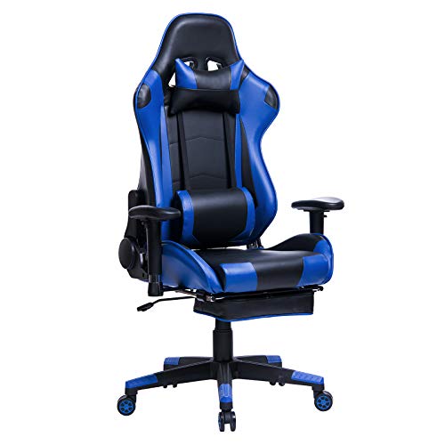 WOLTU Racing Silla, Gaming Silla de Escritorio Silla Oficina Silla de Ordenador Silla giratoria de Oficina Ajustable Silla Azul BS14bl
