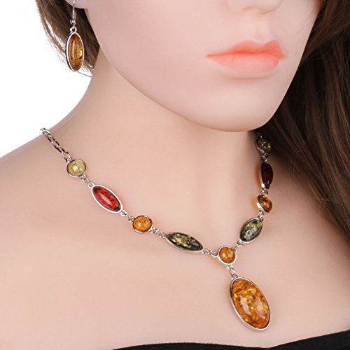 YAZILIND Nuevo diseño de Sistemas de la joyería de Agua Collar Colgante de Plata tibetana Pendientes de Gota Conjunto de joyería para la Mujer