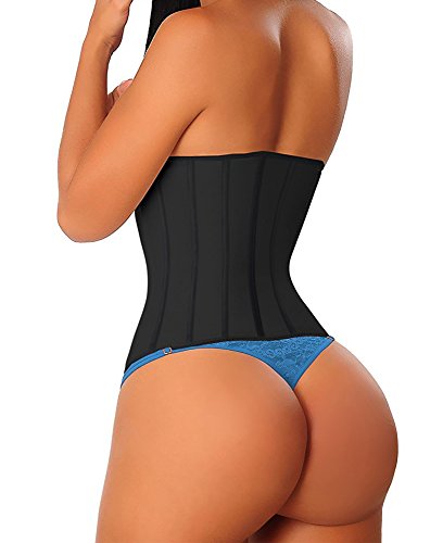 YIANNA Fajas Reductoras Adelgazantes Mujer Largo Torso Waist Trainer Corset Faja Reductora Lumbar Corsé Reductor Negro, 110688 Size S