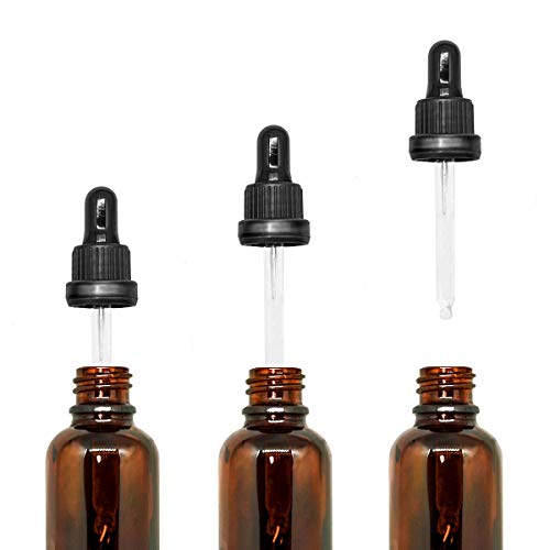 Yizhao Ambar Frasco Cuentagotas Cristal 30ml, Botellas Cuentagotas con [Pipeta Cuentagotas Cristal], para Aceite Esencial, Masaje,Fragancia, Aromaterapia, Laboratorio, E-Líquidos - 24Pcs