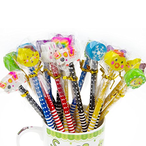 Yolistar Conjunto de lápiz de Dibujos Animados, 40 Piezas de lápiz de Madera con lápices de Color Grafito de Goma con borradores, Material Escolar Regalo de los niños, para Fiesta de cumpleaños