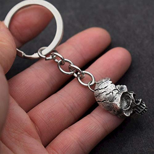 YUNGYE Regalo De La Joyería Roto Dañado Mitad De La Cara del Cráneo Llavero Moda Hombre del Motorista del Punk Rock For El Novio (Color : Black)