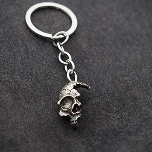 YUNGYE Regalo De La Joyería Roto Dañado Mitad De La Cara del Cráneo Llavero Moda Hombre del Motorista del Punk Rock For El Novio (Color : Black)