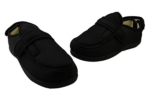 Zapatillas ortopédicas Footwear Studio con velcro ajustable para hombres, color Negro, talla 41/42 EU