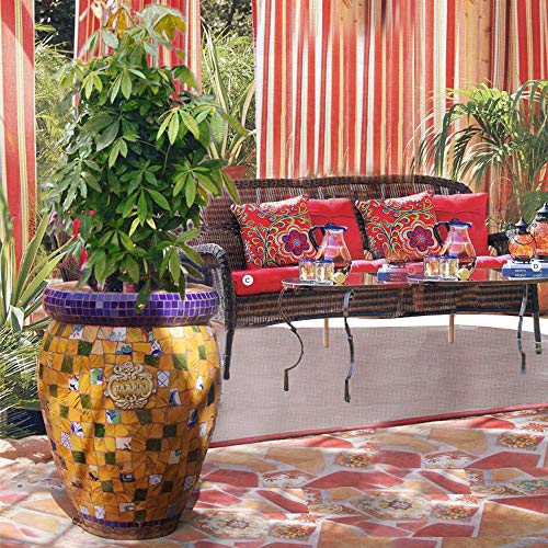 ZHKY Flor mediterránea característica FRP Exterior Maceta Euro Americano Pintado a Mano Extra Grande Planta Verde Tiesto Tiesto Grande Jardín Piso de cerámica Mosaico de Bonsai-93 * 69cm