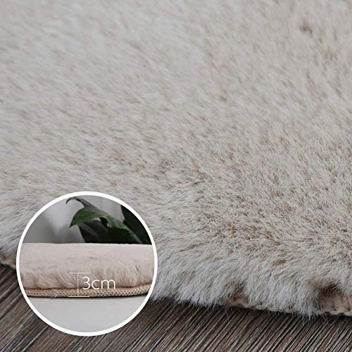 ZHUAN Alfombra Redonda Minimalista Moderna Alfombra Peluda Alfombrilla Redonda para el hogar Silla giratoria nórdica Alfombra para Dormitorio Red Conejo Rojo Pelo Rosa 130 cm (51 Pulgadas)