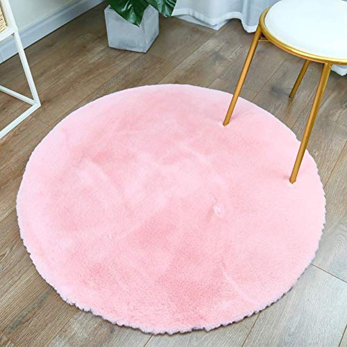 ZHUAN Alfombra Redonda Minimalista Moderna Alfombra Peluda Alfombrilla Redonda para el hogar Silla giratoria nórdica Alfombra para Dormitorio Red Conejo Rojo Pelo Rosa 130 cm (51 Pulgadas)