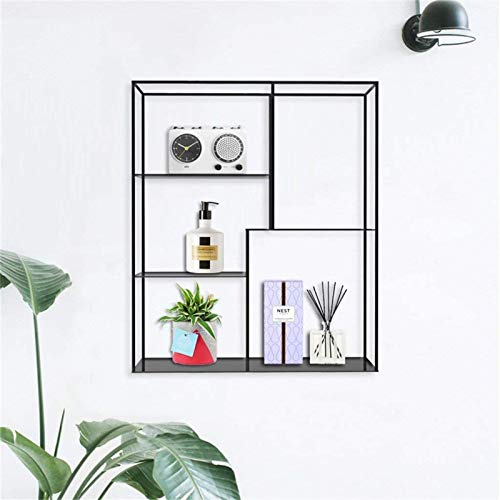 Zidao Estante de la Pared, balcón de Hierro Forjado para la decoración del Dormitorio Estante Flor Simple suspensión de la Pared salón de TV Pared estantería de estantes metálicos,A