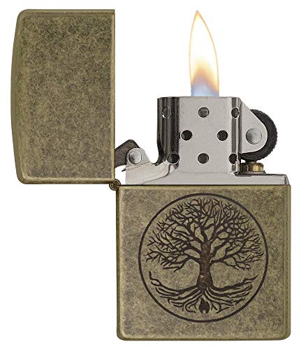 Zippo Encendedor Árbol de la Vida Normal - latón Antiguo