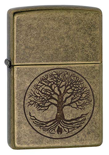 Zippo Encendedor Árbol de la Vida Normal - latón Antiguo