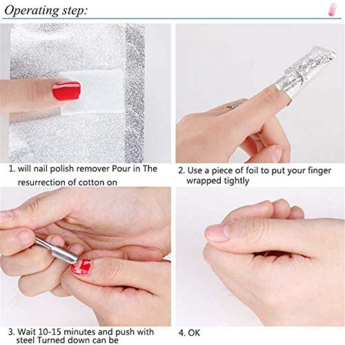 200 Pcs Quitaesmalte de Papel de Aluminio,Herramienta de Limpieza para Remover el Gel de Uñas Acrílico Nail,Removedor de Uñas de Gel