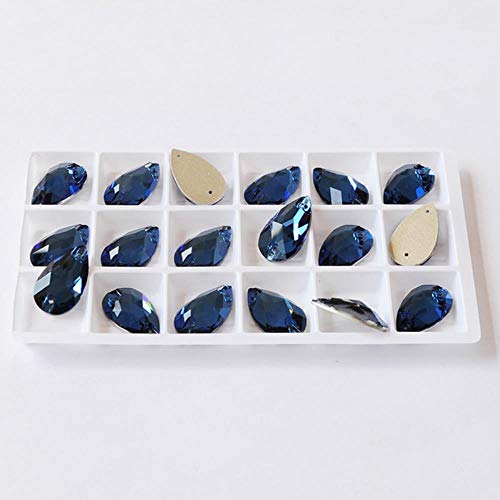 3230 Coser en diamantes de imitación Colorido Agujero Caída de piedra Venta al por mayor Flatback Craft Accesorios Cristal Strass para la decoración de la ropa, Montana, 13x22 mm 36 piezas