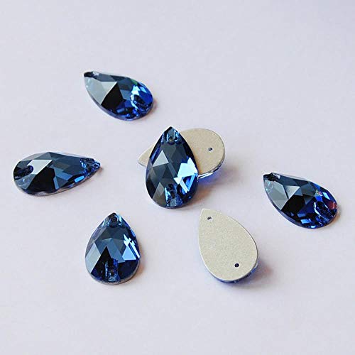 3230 Coser en diamantes de imitación Colorido Agujero Caída de piedra Venta al por mayor Flatback Craft Accesorios Cristal Strass para la decoración de la ropa, Montana, 13x22 mm 36 piezas