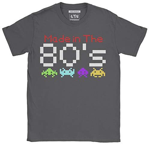 6TN Hombre Hecho en la Camiseta de los años 80 (S, Carbón)