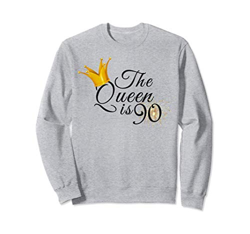 90 Cumpleaños Ideas de Regalos Abuela Mamá The Queen Is 90 Sudadera