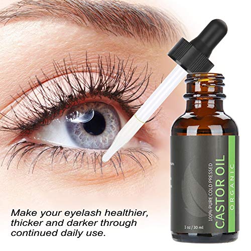 Aceite de Ricino - Delaman Natural Essence Oil, con 8Pcs, Estimula el Crecimiento de Pestañas, Cejas, Hidratación y Curación para Pieles Secas