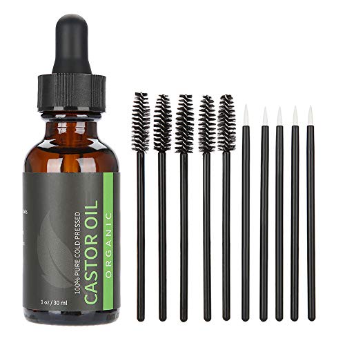 Aceite de Ricino - Delaman Natural Essence Oil, con 8Pcs, Estimula el Crecimiento de Pestañas, Cejas, Hidratación y Curación para Pieles Secas