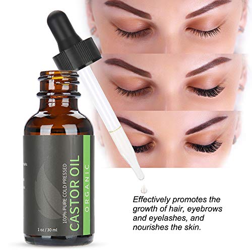 Aceite de Ricino - Delaman Natural Essence Oil, con 8Pcs, Estimula el Crecimiento de Pestañas, Cejas, Hidratación y Curación para Pieles Secas