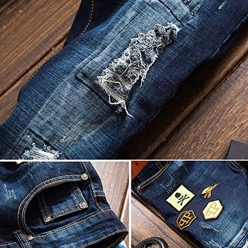 Agujeros Rasgados De Los Hombres De Biker Cher Jeans Los Hombres Street Joven Dance Jeans Pantalones para Hombre Hip Hop Ripped Hole Jeans Pantalones Pantalones Largos Ocasionales De Los