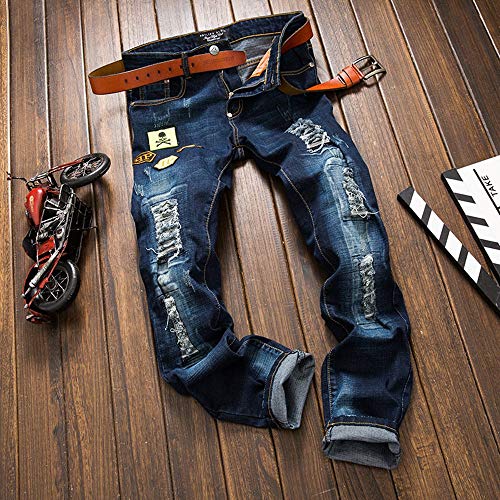 Agujeros Rasgados De Los Hombres De Biker Cher Jeans Los Hombres Street Joven Dance Jeans Pantalones para Hombre Hip Hop Ripped Hole Jeans Pantalones Pantalones Largos Ocasionales De Los