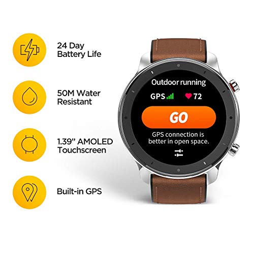 Amazfit GTR 47mm Reloj Smartwatch Deportivo | 20 días de batería | AMOLED de 1.39" | GPS + GLONASS | Frecuencia cardíaca Continua de 24 Horas (Andrid 5.0 e iOS 10.0) - Aluminium Alloy