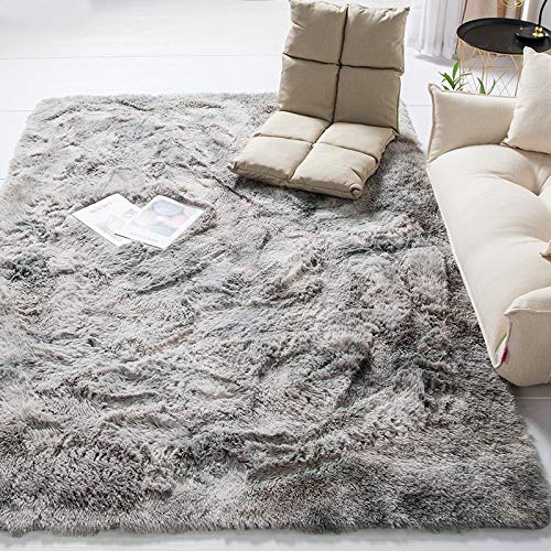 Amazinggirl alfombras Salon Grandes - Pelo Largo Alfombra habitación Dormitorio Lavables Comedor Moderna vivero (Gris Claro, 160 x 230 cm)