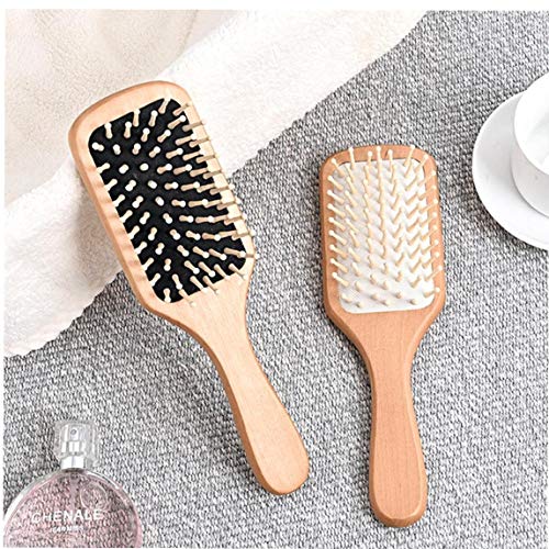Anti-estática peine del pelo de madera del masaje Cepillo Reducing la rotura del cabello muy rizado para las mujeres y los hombres