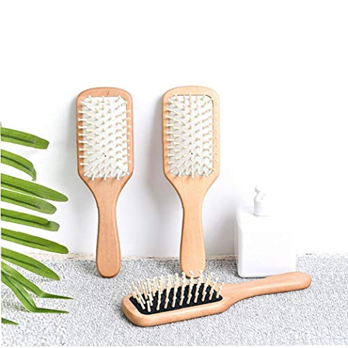 Anti-estática peine del pelo de madera del masaje Cepillo Reducing la rotura del cabello muy rizado para las mujeres y los hombres