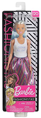 Barbie - Fashionista Muñeca con Mechas Azules y Falda Estampada (Mattel FXL53) , color/modelo surtido