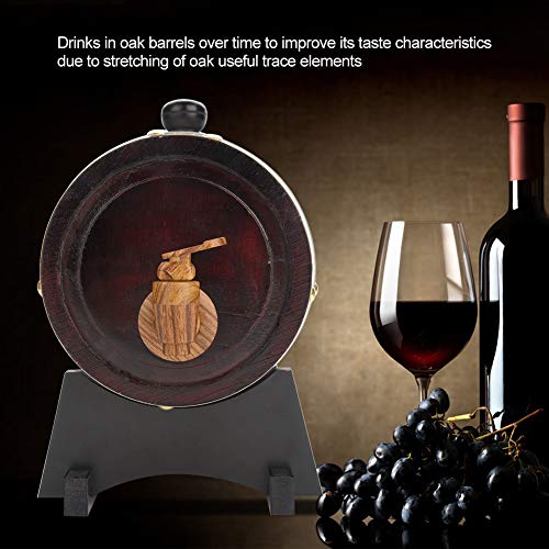 Barril de roble, barril de roble de 1.5/3/5/10 litros Barril de vino de madera de roble de roble de madera vintage para cerveza Whiskey Ron Puerto (1.5L)
