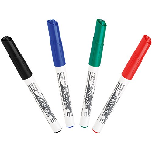 BIC Velleda 1741 - Blíster de 4 unidades, marcadores de pizarra punta media (4,5 mm), colores surtidos