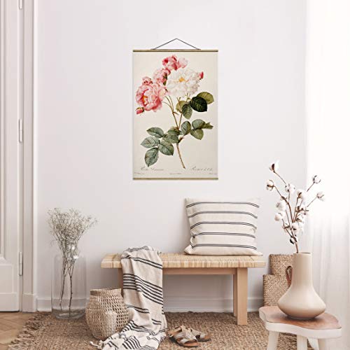 Bilderwelten Imagen de Tela Pierre Joseph Redoute - Damascene Rose - Alto 3:2 53.5x35cm Roble