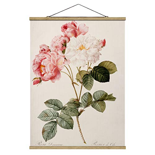 Bilderwelten Imagen de Tela Pierre Joseph Redoute - Damascene Rose - Alto 4:3 66.4x50cm Roble