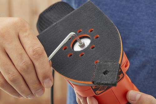 Black+Decker BEW200-QS Lijadora 4 en 1 Mouse/Rotorbital, 200 W, incluye 6 hojas, 2 platinas y accesorio para detalles