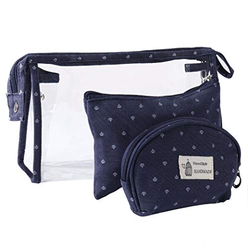 Bolsas de Cosméticos Mujer Bolsa de Maquillaje de Tocador Transparente para Viajes, 3PCS Estuche Organizador de Belleza de Plástico Impermeable para Vacaciones, Armada