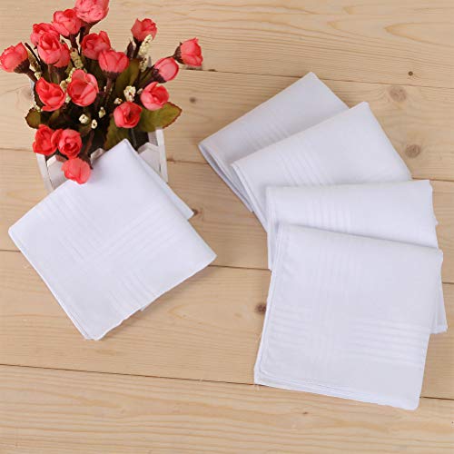 BUYGOO 15 Piezas Pañuelos Blancos para Hombres Algodón Bolsillos Cuadrados con Rayas Elegantes