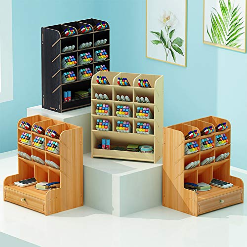 Caja de almacenamiento para bolígrafos, de madera, multiusos, organizador de escritorio para el hogar, la oficina y la escuela, color Arce blanco.