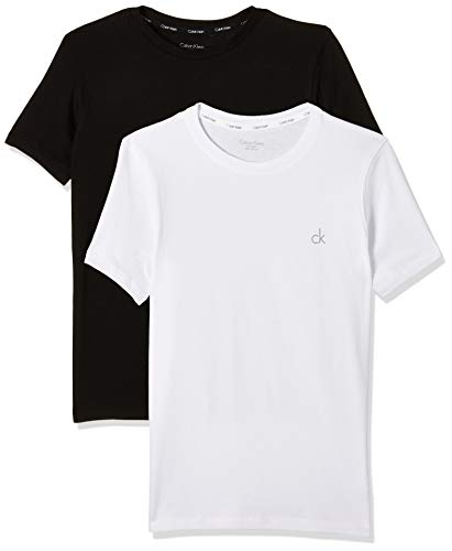 Calvin Klein Ss Tee Camiseta, Negro (Black/White 908), 164 centimeters (Talla del fabricante: 12-14) (Pack de 2) para Niños