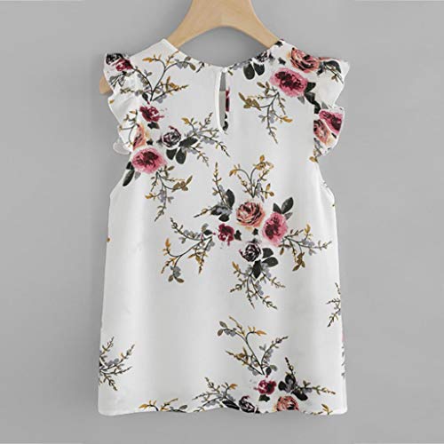 Camisetas sin Mangas Mujer SHOBDW Verano Playa Mar Estampado Floral De Bohemia Mariposa Blusa Suelta Mini Cultivo Chaleco De Gasa Linda Camiseta Slim para Mujer(Multicolor,M)