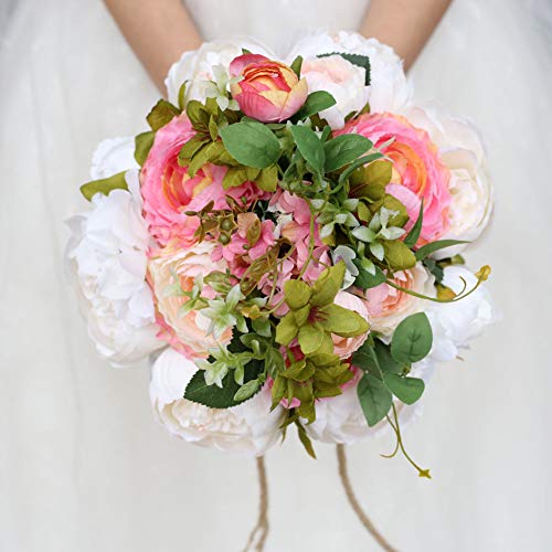 CASEYDRESS Ramo Hold para flores artificiales, Romántica Rosa 4 Color Decoración de la Boda Novias Dama de honor Ramo 2019