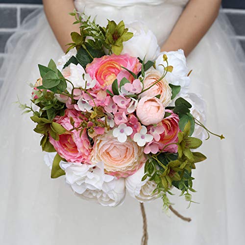CASEYDRESS Ramo Hold para flores artificiales, Romántica Rosa 4 Color Decoración de la Boda Novias Dama de honor Ramo 2019