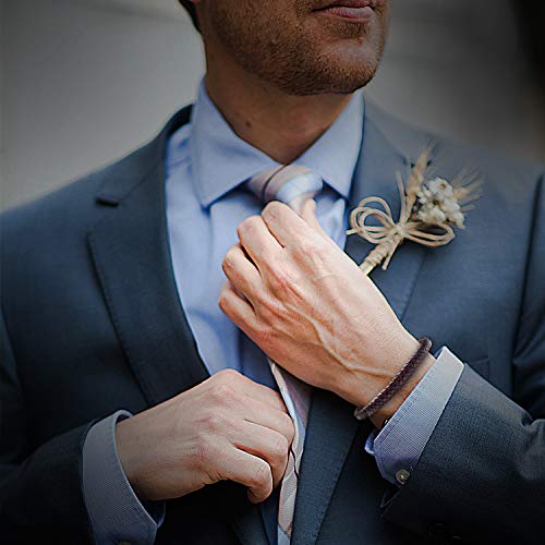 Casisto.J Pulsera cuero hombre - Pulsera trenzada hecha a mano clásica en negro y marrón con cierre magnético grabado Joyas gratis en caja (marrón, 21)